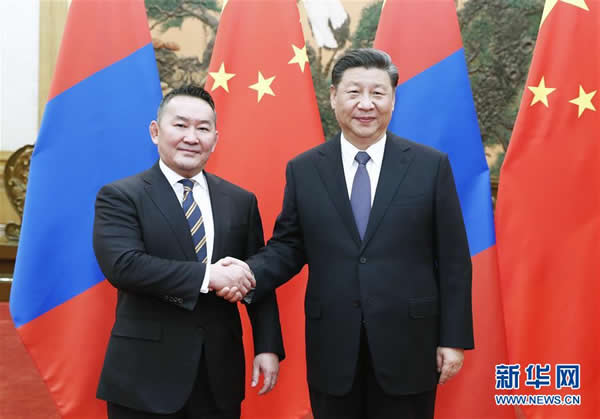 習(xí)近平同蒙古國總統(tǒng)巴特圖勒嘎會談